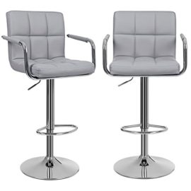 Songmics Lot DE 2 Tabourets de Bar Haut Chaise de Bar PU Chrome Hauteur Réglable Grande Base Φ 41 cm LJB93G Songmics Lot DE 2 Tabourets de Bar Haut Chaise de Bar PU Chrome Hauteur Réglable Grande Base Φ 41 cm LJB93G