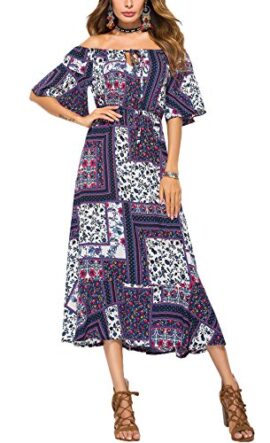 Ufatansy Les robes d’été des femmes dentelle manches longues hors épaule robe blanche robe de plage Swing Boho Dress Ufatansy Les robes d’été des femmes dentelle manches longues hors épaule robe blanche robe de plage Swing Boho Dress