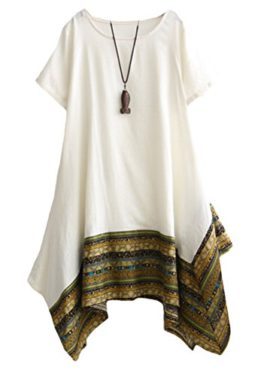 Vogstyle-Femme-T-shirt-Robe-Asymtique-Et-Imprime-Chic-Dcontracts-Tunique-Tops-0