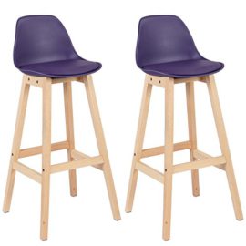 WOLTU 883 Lot DE 2 Tabouret de Bar en Plastique Assise et Bois Pied,Tabouret de Cuisine Chargement maximale 100kg WOLTU 883 Lot DE 2 Tabouret de Bar en Plastique Assise et Bois Pied,Tabouret de Cuisine Chargement maximale 100kg