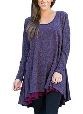 Winfon-Tunique-Femme-t-Manches-Courtes-Grande-Taille-Coton-Casual-Blouse-Top-Tee-Shirt-Longue-0