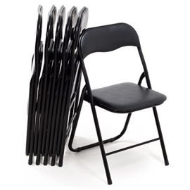 Bricok Lot de 6 Chaise pliante Slim en métal, chaises pour bureau maison Camping Jardin, avec assise rembourrée confortable, 44 x 44 x 78, noir Bricok Lot de 6 Chaise pliante Slim en métal, chaises pour bureau maison Camping Jardin, avec assise rembourrée confortable, 44 x 44 x 78, noir