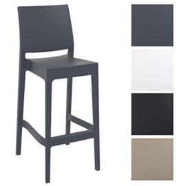 CLP Tabouret de bar MAYA en plastique avec dossier et repose-pieds. est un tabouret empilable avec la hauteur du siège 75 cm IDELA pour le jardin. CLP Tabouret de bar MAYA en plastique avec dossier et repose-pieds. est un tabouret empilable avec la hauteur du siège 75 cm IDELA pour le jardin.