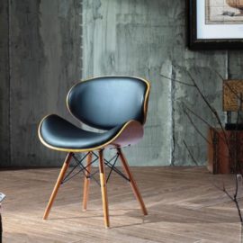 Chaise-de-bureau-Style-Eames-DSW-Simili-cuir-Noirpieds-en-Bois-Finition-bois-clair-0