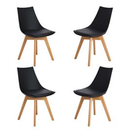 H.J WeDoo Lot DE 2 Rétro Chaise Salle à Manger Design scandinave, Chaises de Cuisine Rembourrée Chaise avec Pieds en Bois et Assise en PU, Blanc H.J WeDoo Lot DE 2 Rétro Chaise Salle à Manger Design scandinave, Chaises de Cuisine Rembourrée Chaise avec Pieds en Bois et Assise en PU, Blanc 2