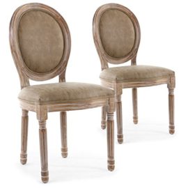 Menzzo Lot de 2 Chaises Medaillon Louis XVI, Bois, Taupe, 51 x 51 x 72 cm Menzzo Lot de 2 Chaises Medaillon Louis XVI, Bois, Taupe, 51 x 51 x 72 cm