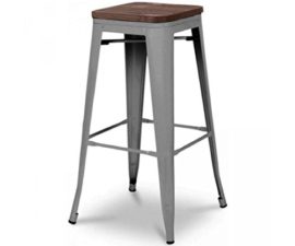 Tabouret de bar design industriel HARLEM (lot de 2) gris Tabouret de bar design industriel HARLEM (lot de 2) gris 3