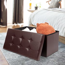 AMOIU Taille Grande 76cm Ottoman de Rangement Pliable Coffre Cube de Repose-Pieds Tabouret de Café Banc d’Éponge Confortable, Simili Cuir, Brun AMOIU Taille Grande 76cm Ottoman de Rangement Pliable Coffre Cube de Repose-Pieds Tabouret de Café Banc d’Éponge Confortable, Simili Cuir, Brun 3