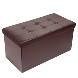 AMOIU Taille Grande 76cm Ottoman de Rangement Pliable Coffre Cube de Repose-Pieds Tabouret de Café Banc d’Éponge Confortable, Simili Cuir, Brun AMOIU Taille Grande 76cm Ottoman de Rangement Pliable Coffre Cube de Repose-Pieds Tabouret de Café Banc d’Éponge Confortable, Simili Cuir, Brun 2