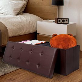 Amoiu Taille Extra Grande 110cm Ottoman de Rangement Pliable Coffre Cube de Repose-Pieds Tabouret de Café Banc d’Éponge Confortable, Simili Cuir, Brun Amoiu Taille Extra Grande 110cm Ottoman de Rangement Pliable Coffre Cube de Repose-Pieds Tabouret de Café Banc d’Éponge Confortable, Simili Cuir, Brun 3