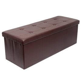 Amoiu Taille Extra Grande 110cm Ottoman de Rangement Pliable Coffre Cube de Repose-Pieds Tabouret de Café Banc d’Éponge Confortable, Simili Cuir, Brun Amoiu Taille Extra Grande 110cm Ottoman de Rangement Pliable Coffre Cube de Repose-Pieds Tabouret de Café Banc d’Éponge Confortable, Simili Cuir, Brun 2