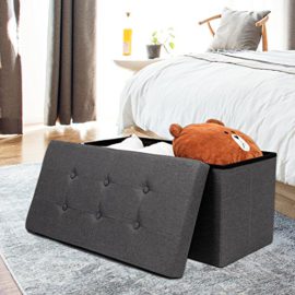 Amoiu-Taille-Grande-76cm-Ottoman-de-Rangement-Pliable-Coffre-Cube-de-Repose-Pieds-Tabouret-de-Caf-Banc-dponge-Confortable-Tissu-Lin-Gris-0-0