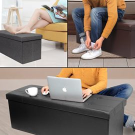 Amoiu-Taille-Grande-76cm-Ottoman-de-Rangement-Pliable-Coffre-Cube-de-Repose-Pieds-Tabouret-de-Caf-Banc-dponge-Confortable-Tissu-Lin-Gris-0-1