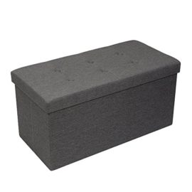 Amoiu Taille Grande 76cm Ottoman de Rangement Pliable Coffre Cube de Repose-Pieds Tabouret de Café Banc d’Éponge Confortable, Tissu Lin, Gris Amoiu Taille Grande 76cm Ottoman de Rangement Pliable Coffre Cube de Repose-Pieds Tabouret de Café Banc d’Éponge Confortable, Tissu Lin, Gris