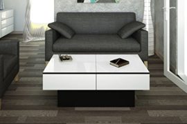 Berlioz-Creations-Amelie-Table-Basse-Panneaux-de-Particules-Blanc-BrillantNoir-113-x-60-x-40-cm-0-1