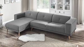 Bobochic Luna Canapé d’angle Gauche Fixe avec Pouf, Tissu, Gris Clair, 308 x 166 x 75 cm Bobochic Luna Canapé d’angle Gauche Fixe avec Pouf, Tissu, Gris Clair, 308 x 166 x 75 cm