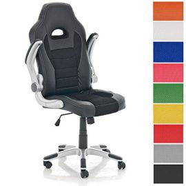 CLP-Fauteuil-de-Bureau-Gaming-JOHN-en-Similicuir-Chaise-de-Bureau-Racing-Accoudoirs-Repliables-Ergonomique-Hauteur-Rglable-Rembourrage-pais-Charge-max-136-Kg-0