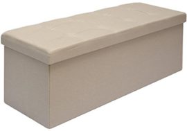 DuneDesign Coffre de Rangement XXL pliante 110x38x38cm incl 2 cloisons 120L Pouf pliable Repose-pieds rectangulaire rembourré 3 places DuneDesign Coffre de Rangement XXL pliante 110x38x38cm incl 2 cloisons 120L Pouf pliable Repose-pieds rectangulaire rembourré 3 places