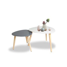 Happy-Home-Products-Ensemble-de-Table-Basse-DE-2-Tables-dextrmit-de-Nidification-Blanc-et-Gris-avec-des-Pattes-en-Bois-pour-Le-Salon-Balcon-Bureau-0