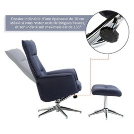 Homcom Fauteuil Relax inclinable pivotant avec Repose-Pied Design Contemporain Tissu Bleu chiné Acier chromé 08 Homcom Fauteuil Relax inclinable pivotant avec Repose-Pied Design Contemporain Tissu Bleu chiné Acier chromé 08 6