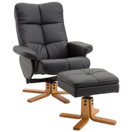 Homcom Fauteuil relax inclinable style contemporain repose-pieds coffre rangement simili cuir acier bois noir 59BK Homcom Fauteuil relax inclinable style contemporain repose-pieds coffre rangement simili cuir acier bois noir 59BK 3