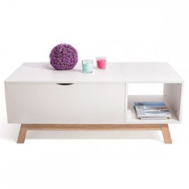 HomeKraft GOSSA Table Basse Style scandinave avec Plateau évolutif Blanc HomeKraft GOSSA Table Basse Style scandinave avec Plateau évolutif Blanc