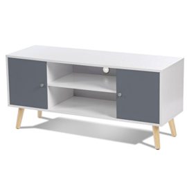 IDMarket – Meuble TV EFFIE scandinave bois blanc et gris IDMarket – Meuble TV EFFIE scandinave bois blanc et gris 4