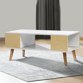 IDMarket – Table basse EFFIE scandinave bois blanc et imitation hêtre IDMarket – Table basse EFFIE scandinave bois blanc et imitation hêtre 3