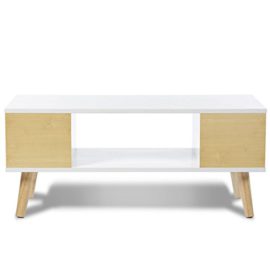 IDMarket – Table basse EFFIE scandinave bois blanc et imitation hêtre IDMarket – Table basse EFFIE scandinave bois blanc et imitation hêtre 4