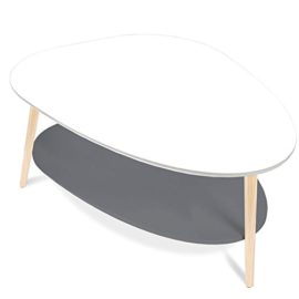 IDMarket – Table basse gigogne Elsie laquée blanc et gris IDMarket – Table basse gigogne Elsie laquée blanc et gris 4