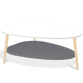 IDMarket – Table basse gigogne Elsie laquée blanc et gris IDMarket – Table basse gigogne Elsie laquée blanc et gris 2