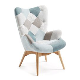 Kave Home Fauteuil Kody Patchwork, Bleu Kave Home Fauteuil Kody Patchwork, Bleu