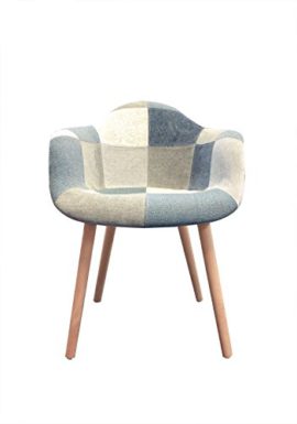 Meubletmoi Fauteuil Tissu Patchwork Bleu Beige Gris – Chaise Design scandinave – Pieds Bois – Confortable et Robuste – Azur Meubletmoi Fauteuil Tissu Patchwork Bleu Beige Gris – Chaise Design scandinave – Pieds Bois – Confortable et Robuste – Azur