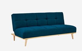 Mobilier Deco Banquette clic clac scandinave Convertible Tissu Bleu Pieds en Bois Mobilier Deco Banquette clic clac scandinave Convertible Tissu Bleu Pieds en Bois