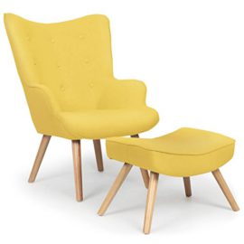 Paris Prix – Fauteuil & Pouf Scandinave Nomi 100cm Jaune Paris Prix – Fauteuil & Pouf Scandinave Nomi 100cm Jaune