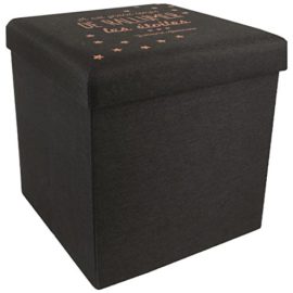 Promobo-Pouf-Tabouret-Coffre-De-Rangement-Assise-Citation-Appolinaire-Les-Etoiles-Noir-38x38x38cm-0-0