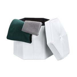 Relaxdays Tabouret de rangement pliant pouf avec couvercle H x l x P: 38 x 42 x 42 cm coffre en similicuir banc pliable repose-pieds, blanc Relaxdays Tabouret de rangement pliant pouf avec couvercle H x l x P: 38 x 42 x 42 cm coffre en similicuir banc pliable repose-pieds, blanc