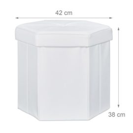 Relaxdays Tabouret de rangement pliant pouf avec couvercle H x l x P: 38 x 42 x 42 cm coffre en similicuir banc pliable repose-pieds, blanc Relaxdays Tabouret de rangement pliant pouf avec couvercle H x l x P: 38 x 42 x 42 cm coffre en similicuir banc pliable repose-pieds, blanc 6