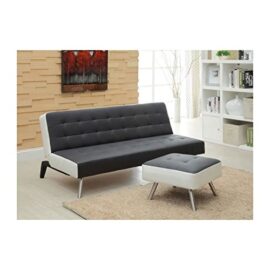 SAMBA Banquette clic-clac + pouf en simili 3 places – 179x91x78,5 cm + 60x60x38 cm – Noir et blanc SAMBA Banquette clic-clac + pouf en simili 3 places – 179x91x78,5 cm + 60x60x38 cm – Noir et blanc 2