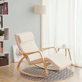 SONGMICS Rocking Chair Fauteuil Bascule avec Repose-Pieds Réglable à 5 Niveaux Design Charge Maximum: 150 kg SONGMICS Rocking Chair Fauteuil Bascule avec Repose-Pieds Réglable à 5 Niveaux Design Charge Maximum: 150 kg 3