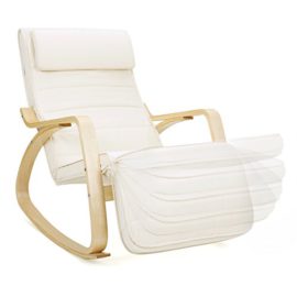 SONGMICS Rocking Chair Fauteuil Bascule avec Repose-Pieds Réglable à 5 Niveaux Design Charge Maximum: 150 kg SONGMICS Rocking Chair Fauteuil Bascule avec Repose-Pieds Réglable à 5 Niveaux Design Charge Maximum: 150 kg 5