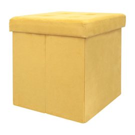 THE HOME DECO FACTORY HD3425 Coffre Pouf Pliable Polyester Jaune 37, 50 x 37, 50 cm THE HOME DECO FACTORY HD3425 Coffre Pouf Pliable Polyester Jaune 37, 50 x 37, 50 cm 2