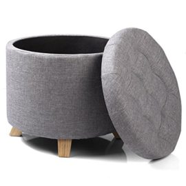 WOLTU #838 Tabouret Pouf Coffre Boîte de Rangement,Couvercle Amovible Assise rembourrée en Lin,44x41cm WOLTU #838 Tabouret Pouf Coffre Boîte de Rangement,Couvercle Amovible Assise rembourrée en Lin,44x41cm