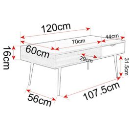 WOLTU TSG16hei Table Basse en Bois Jambe en métal Table TV avec tiroir et Compartiment Ouvert 120x60x48cm (LxPxH),Chêne WOLTU TSG16hei Table Basse en Bois Jambe en métal Table TV avec tiroir et Compartiment Ouvert 120x60x48cm (LxPxH),Chêne 4