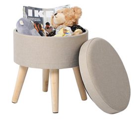 WOLTU Tabouret Rond Pouf Coffre de Rangement Repose-Pieds,siège en Lin Pieds en Bois Massif,SH08-W séries WOLTU Tabouret Rond Pouf Coffre de Rangement Repose-Pieds,siège en Lin Pieds en Bois Massif,SH08-W séries 4