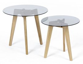 ts-ideen-Ensemble-de-2-pices-Table-dappoint-Rond-Bois-de-chne-Table--caf-Table-de-Chevet-Salon-Noir-0