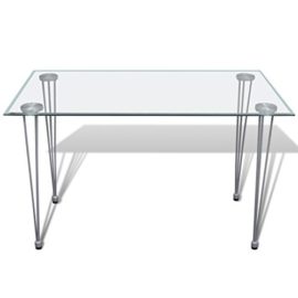 vidaXL Table Transparente avec Plateau Verre trempé pour Salle à Manger Cuisine vidaXL Table Transparente avec Plateau Verre trempé pour Salle à Manger Cuisine 3