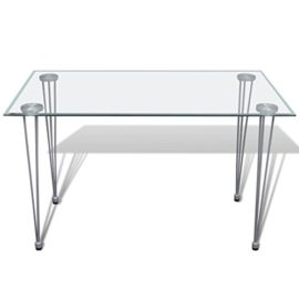 vidaXL Table Transparente avec Plateau Verre trempé pour Salle à Manger Cuisine vidaXL Table Transparente avec Plateau Verre trempé pour Salle à Manger Cuisine 4