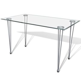 vidaXL Table Transparente avec Plateau Verre trempé pour Salle à Manger Cuisine vidaXL Table Transparente avec Plateau Verre trempé pour Salle à Manger Cuisine