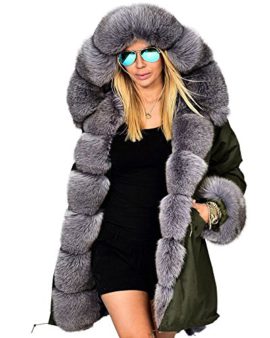 Aofur Manteau Femme Chaud Parka Hiver Fourrure avec Capuche Militaire Style Parka Longue en Fausse Fourrure Aofur Manteau Femme Chaud Parka Hiver Fourrure avec Capuche Militaire Style Parka Longue en Fausse Fourrure